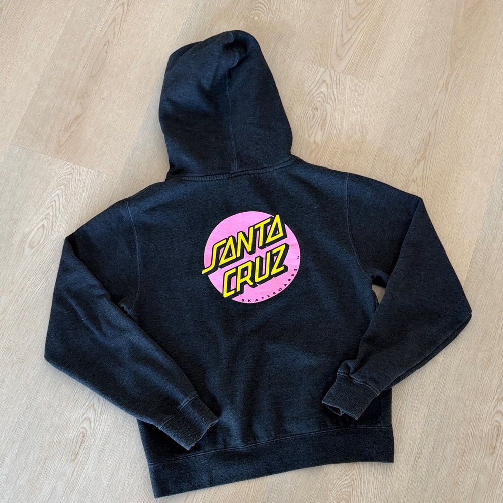 Santa Cruz Charcoal Gray Hoodie with Pink Logo - Picture 5 of 6